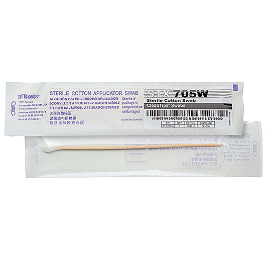 Texwipe Sterile Cotton Swab with Wood Handle, 500 swabs/cs STX705W