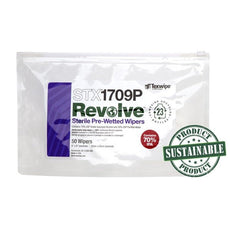 Texwipe REVOLVE, 9" x 9" pre-wetted with 70% USP IPA/30% DI water , 200 wipers/Cs - STX1709P