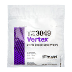 Texwipe Sterile VERTEX High Sorption Dry Wiper 9" x 9"  Sealed edge, 500 wipers/Cs - TX3049