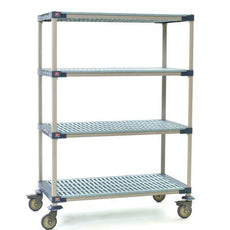 MetroMax 4 X566PG4 4-Shelf Industrial Plastic Shelving Mobile Cart, Open Grid Shelves, 24" x 60" x 67.3125"