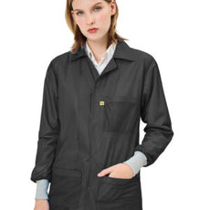 Transforming Technologies ESD Jacket, 3/4ths Length, Lapel Collar, Knit Cuff, 5X-Large, Black - JKC9029BK