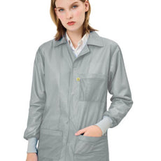 Transforming Technologies ESD Jacket, 3/4ths Length, Lapel Collar, Knit Cuff, 5X-Large, Gray - JKC9029GY