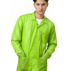 Transforming Technologies ESD Jacket, 3/4ths Length, Lapel Collar, Snap Cuff, 5X-Large, Green/Yellow - JKC9029SPGN