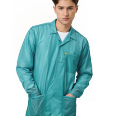 Transforming Technologies ESD Jacket, 3/4ths Length, Lapel Collar, Snap Cuff, 5X-Large, Teal - JKC9029SPTL
