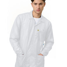 Transforming Technologies ESD Jacket, 3/4ths Length, Lapel Collar, Snap Cuff, 5X-Large, White - JKC9029SPWH