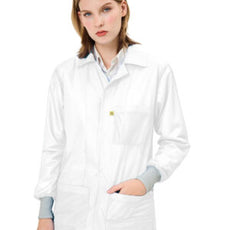 Transforming Technologies ESD Jacket, 3/4ths Length, Lapel Collar, Knit Cuff, 4X-Large, White - JKC9028WH