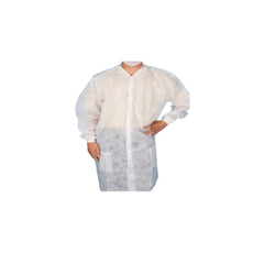 Lab Coat SBPP w/Front Snap Elastic Wrist & Pocket White M Case of 50