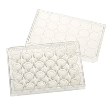 Celltreat 24 Well Tissue Culture Plate with Lid, 10mm Glass Bottom, Individual, Sterile, 5/Cs - 229125