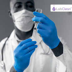 LabClean "Unicare" Soft, Blue Textured Exam Nitrile Glove, 9.5" -- Small