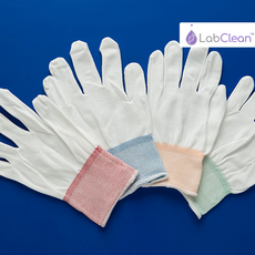 LabClean Half Finger 100% Low-lint Nylon Glove Liner w/Green Cuff Size: Small (launderable & reusable)
