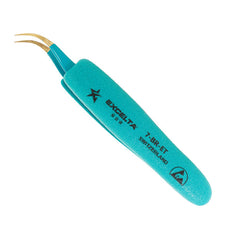 Excelta Tweezers 4 Star Curved Very Fine Point Epoxy Coated Brass Ergonomic - 7-BR-ET