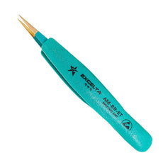 Excelta Tweezers 3 Star Straight Medium point Epoxy Coated Brass Ergonomic - AM-BR-ET