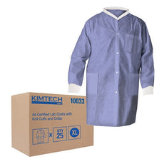 Kimberly Clark KT A8 Lab Coat,Blue,KnitCollar,XL,25 - 10033