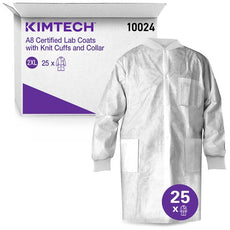 Kimberly Clark KT A8 Lab Coat,White,KnitCollar,2XL,25 - 10024