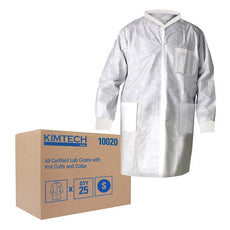 Kimberly Clark KT A8 Lab Coat,White,KnitCollar,SM,25 - 10020