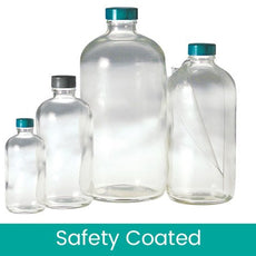 Qorpak Safety Coated Boston Round Bottles - Clear 12/Case - GLC-02227