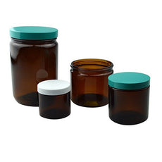 Qorpak Straight Sided Round Jars - Amber, Vacuum & Ionized 24/Case - 276036