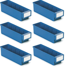 Treston Set of 6 Shelf bins, blue (11.81" x 3.62" x 3.23") - SBS6-3010-6