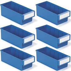 Treston Set of 6 Shelf bins, blue (11.81" x 5.20" x 3.94") - SBS6-3015-6