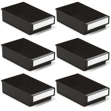 Treston Set of 6 ESD Shelf bins, black (11.81" x 7.32" x 3.23") - SBS6-3020-4ESD