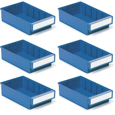 Treston Set of 6 Shelf bins, blue (11.81" x 7.32" x 3.23") - SBS6-3020-6