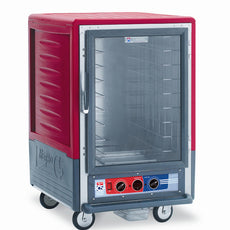 C5 3 Series Holding Cabinet with Insulation Armour, 1/2 Height, Moisture Module, Full Length Clear Door, Lip Load Aluminum Slides, 120V, 2000W, Red