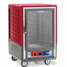 C5 3 Series Holding Cabinet with Insulation Armour, 1/2 Height, Moisture Module, Full Length Clear Door, Universal Wire Slides, 120V, 2000W, Red
