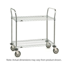 SP Series Utility Cart with 2 Chrome Wire Shelves, 18" x 36" x 39"