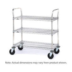 SP Series Utility Cart with 3 Brite Wire Shelves, 21" x 36" x 39"
