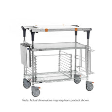 PrepMate MultiStation with Accessory Pack 2, 48", Solid Galvanized top shelf and Brite Zinc Wire bottom shelf with Chrome posts