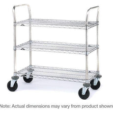 Metro 3SPN33ABR SP Series Utility Cart with 3 Brite Wire Shelves, 18" x 36" x 39"