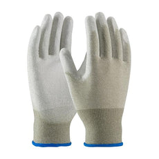 Seamless Knit Nylon / Copper Fiber Electrostatic Dissipative (ESD) Glove with Polyurethane Coated Smooth Grip on Palm & Fingers, Brown, Large - 40-6415/L