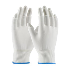 Medium Weight Seamless Knit Nylon Clean Environment Glove - Half-Finger, White, Medium - 40-732/M