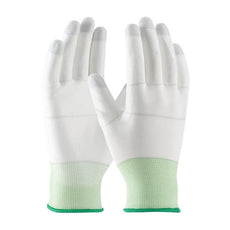 Seamless Knit Nylon Clean Environment Glove with Polyurethane Coated Smooth Grip on Palm & Fingers, White, Large - 40-C125/L
