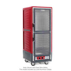 C5 3 Series Holding Cabinet with Insulation Armour, Full Height, Heated Holding Module, Dutch Clear Doors, Lip Load Aluminum Slides, 120V, 2000W, Red