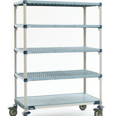 MetroMax Q 5Q337EG3 5-Shelf Industrial Plastic Shelving Mobile Cart, Solid Bottom Shelf, 18" x 36" x 80"