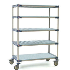 MetroMax 4 5X337PG4 5-Shelf Industrial Plastic Shelving Mobile Cart, Solid Bottom Shelf, 18" x 36" x 79.3125"