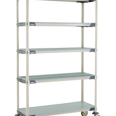 MetroMax i 5X357EGX3 5-Shelf Industrial Plastic Shelving Mobile Cart, Solid Bottom Shelf, 18" x 48" x 79.3125"