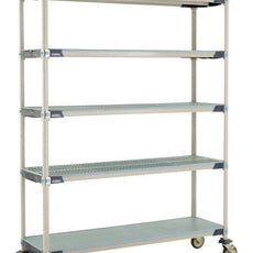 MetroMax i 5X367EGX3 5-Shelf Industrial Plastic Shelving Mobile Cart, Solid Bottom Shelf, 18" x 60" x 79.3125"