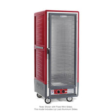 C5 3 Series Holding Cabinet with Insulation Armour, Full Height, Heated Holding Module, Full Length Clear Door, Lip Load Aluminum Slides, 120V, 1440W, Red