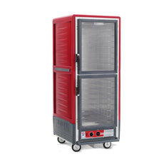 C5 3 Series Holding Cabinet with Insulation Armour, Full Height, Heated Holding Module, Dutch Clear Doors, Fixed Wire Slides, 120V, 1440W, Red