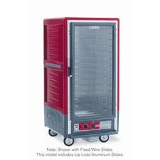 C5 3 Series Holding Cabinet with Insulation Armour, 3/4 Height, Heated Holding Module, Full Length Clear Door, Lip Load Aluminum Slides, 120V, 1440W, Red