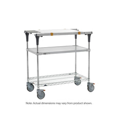 PrepMate MultiStation with Accessory Pack 1, 48", Solid Galvanized top shelf and Brite Zinc Wire bottom shelf with Chrome posts