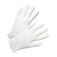 Heavy Weight Cotton Lisle Inspection Glove with Unhemmed Cuff - Ladies', White, Large - 805L