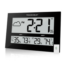 Thermometer, Clock with Remote Sensor, GIANT-DIGITS Radio Atomic Traceable