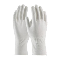 Premium, Light Weight Cotton Lisle Inspection Glove with Unhemmed Cuff - 12", White - 97-500/12