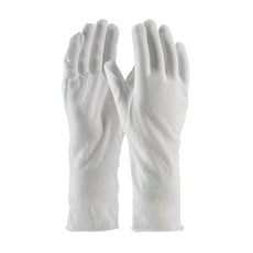 Premium, Light Weight Cotton Lisle Inspection Glove with Unhemmed Cuff - 14", White - 97-500/14