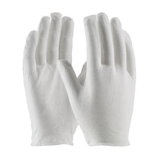 Premium, Light Weight Cotton Lisle Inspection Glove with Overcast Hem Cuff - Men's, White - 97-500H