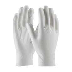 Medium Weight Cotton Lisle Inspection Glove with Unhemmed Cuff - 10.", White - 97-520/10