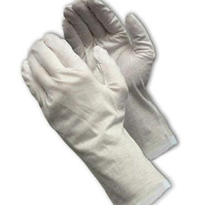 Medium Weight Cotton Lisle Inspection Glove with Rolled Hem Cuff - 12", White - 97-520/12R